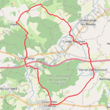 Itinéraire Circuit des Deux Nieds - Courcelles Chaussy, distance, dénivelé, altitude, carte, profil, trace GPS