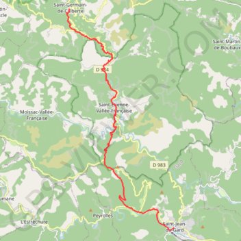 Itinéraire St germaln st jean, distance, dénivelé, altitude, carte, profil, trace GPS