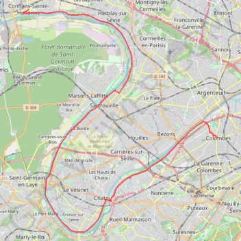 Itinéraire Colombes (92700), Hauts-de-Seine, Île-de-France, France - Conflans-Sainte-Honorine (78700), Yvelines, Île-de-France, France, distance, dénivelé, altitude, carte, profil, trace GPS
