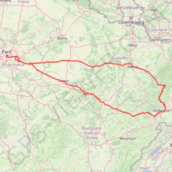 Itinéraire Trace Route des crêtes dans les Vosges du sud, en partant de Paris, distance, dénivelé, altitude, carte, profil, trace GPS