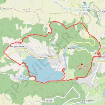 Itinéraire J2 G1-G2 Lac Chambon, distance, dénivelé, altitude, carte, profil, trace GPS