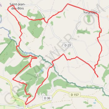 Itinéraire Ger, Saint-Jean-des-Bois, Yvrandes, Les Trois Cheminées, distance, dénivelé, altitude, carte, profil, trace GPS