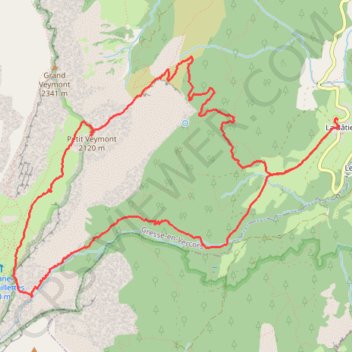 Itinéraire Petit veymont arete NE, distance, dénivelé, altitude, carte, profil, trace GPS