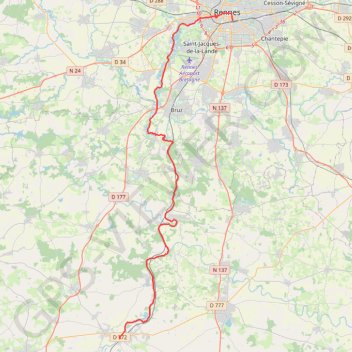 Itinéraire De Rennes à Messac, distance, dénivelé, altitude, carte, profil, trace GPS