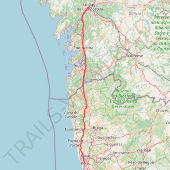 Itinéraire Caminho Português [B] Central, distance, dénivelé, altitude, carte, profil, trace GPS