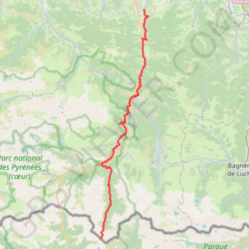 Itinéraire GR105 De Lortet au Col d'Ourdiss (Hautes-Pyrénées), distance, dénivelé, altitude, carte, profil, trace GPS