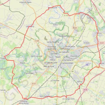 Itinéraire Tour de Niort, distance, dénivelé, altitude, carte, profil, trace GPS