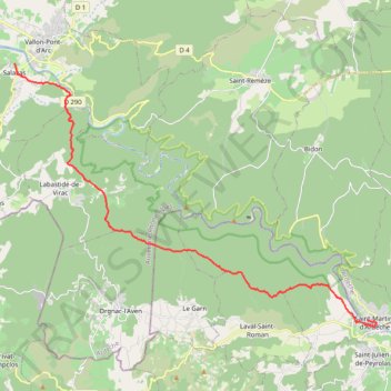 Itinéraire SaintMartin-Salavas, distance, dénivelé, altitude, carte, profil, trace GPS