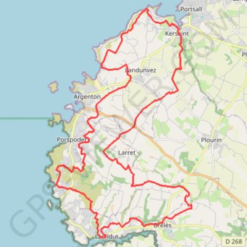 Itinéraire Entre terre et mer - Pays d'Iroise, distance, dénivelé, altitude, carte, profil, trace GPS