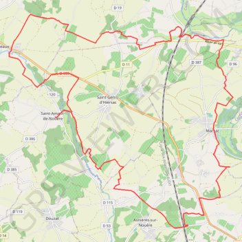 Itinéraire St Amant de Nouere 38 kms, distance, dénivelé, altitude, carte, profil, trace GPS
