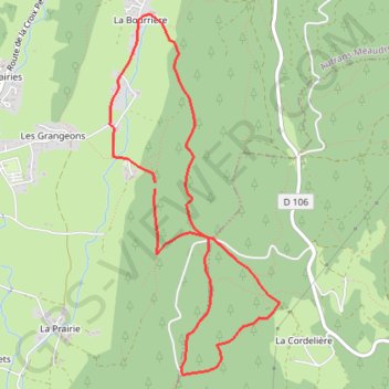 Itinéraire La Bourrière, La Croix Servagnet, La Cordelière, distance, dénivelé, altitude, carte, profil, trace GPS