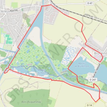 Itinéraire Circuit des canaux (Brunémont), distance, dénivelé, altitude, carte, profil, trace GPS