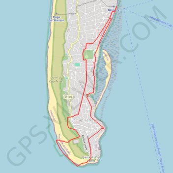 Itinéraire La Pointe du Cap Ferret entre Bassin d'Arcachon et océan Atlantique, distance, dénivelé, altitude, carte, profil, trace GPS