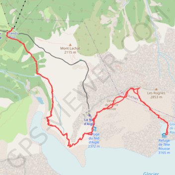 Itinéraire Refuge de Tête Rousse par le Nid d'Aigle, distance, dénivelé, altitude, carte, profil, trace GPS