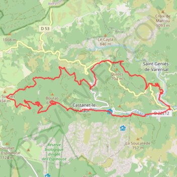 Itinéraire Haute vallée de la Mare, le Castélas, distance, dénivelé, altitude, carte, profil, trace GPS