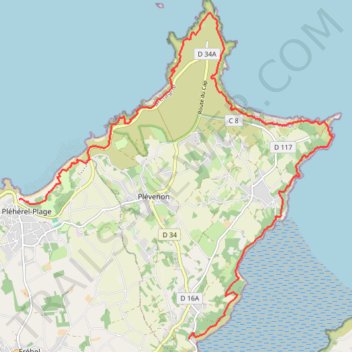 Itinéraire Gr 34 La Rance, distance, dénivelé, altitude, carte, profil, trace GPS