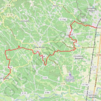 Itinéraire Lancié / Régnié-Durette, distance, dénivelé, altitude, carte, profil, trace GPS
