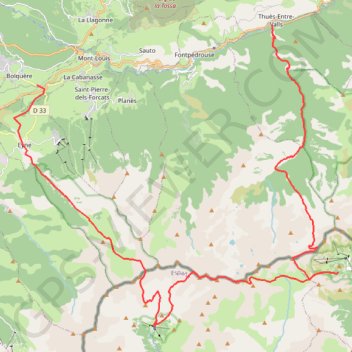 Itinéraire Carança - Ulldeter - Nuria - Eyne, distance, dénivelé, altitude, carte, profil, trace GPS