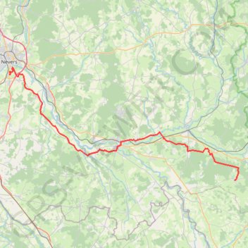 Itinéraire Bourges (18) - Breurey-lès-Faverney (70) - Étape 2 - De Nevers à La Nocle-Maulaix, distance, dénivelé, altitude, carte, profil, trace GPS