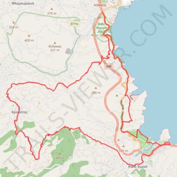 Itinéraire 444867, distance, dénivelé, altitude, carte, profil, trace GPS