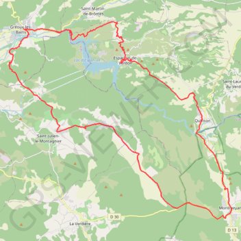 Itinéraire Les Basses Gorges du Verdon, distance, dénivelé, altitude, carte, profil, trace GPS