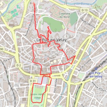 Itinéraire Le Puy en Velay, distance, dénivelé, altitude, carte, profil, trace GPS
