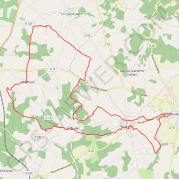 Itinéraire Villebois Lavalette 32 kms, distance, dénivelé, altitude, carte, profil, trace GPS