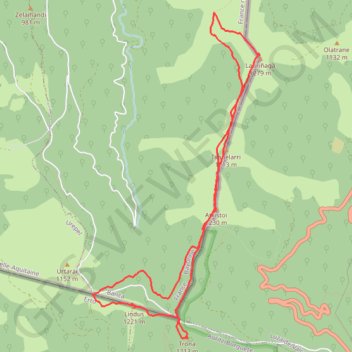 Itinéraire Crête Lauriñaga - Lindus depuis le col de Burdincurutcheta, distance, dénivelé, altitude, carte, profil, trace GPS
