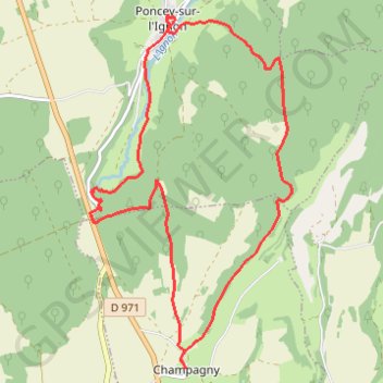 Itinéraire Source de l'ignon, distance, dénivelé, altitude, carte, profil, trace GPS