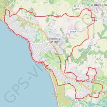Itinéraire 201202 Brem_La Chaise_Bretignoles VTT, distance, dénivelé, altitude, carte, profil, trace GPS