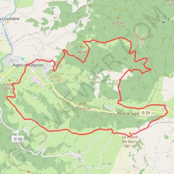 Itinéraire De Barry aux Palanges via Agen et Aujols - Le Vibal, distance, dénivelé, altitude, carte, profil, trace GPS