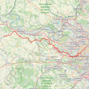 Itinéraire Rando raid Paris Deauville - De Paris à Bréval, distance, dénivelé, altitude, carte, profil, trace GPS