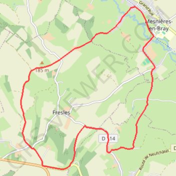 Itinéraire Par les Hauts de Fresles - Mesnières-en-Bray, distance, dénivelé, altitude, carte, profil, trace GPS