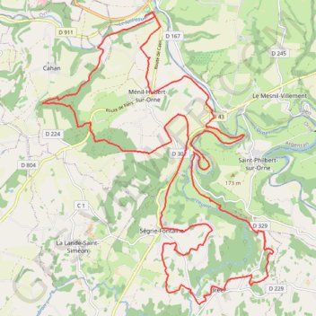 Itinéraire La Petite Suisse Normande - Pont-d'Ouilly, distance, dénivelé, altitude, carte, profil, trace GPS