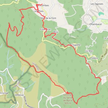 Itinéraire Barre de serre, distance, dénivelé, altitude, carte, profil, trace GPS