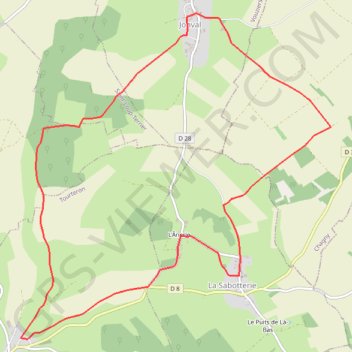 Itinéraire De la Sabotterie à Jonval, distance, dénivelé, altitude, carte, profil, trace GPS