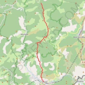 Itinéraire Sospel Saint-Martin Vésubie Jour 1, distance, dénivelé, altitude, carte, profil, trace GPS