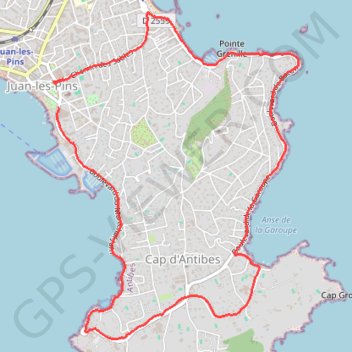 Itinéraire Cap d'Antibes par l'intérieur, distance, dénivelé, altitude, carte, profil, trace GPS