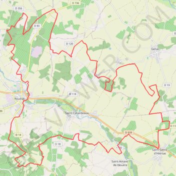 Itinéraire Rouillac vers St Genis de Hiersac 47 kms, distance, dénivelé, altitude, carte, profil, trace GPS