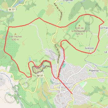 Itinéraire Saint Martin La Plaine, distance, dénivelé, altitude, carte, profil, trace GPS