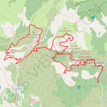 Itinéraire Saint Guilhem Pic Baudille, distance, dénivelé, altitude, carte, profil, trace GPS