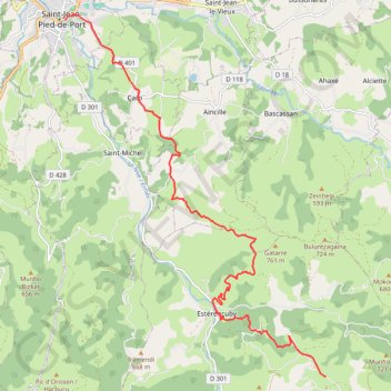 Itinéraire St-Jean Phagalcette, distance, dénivelé, altitude, carte, profil, trace GPS