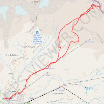 Itinéraire Colle Furggen, distance, dénivelé, altitude, carte, profil, trace GPS
