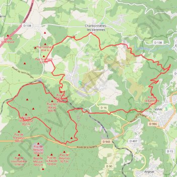 Itinéraire VOLVIC - VOLVIC VVX NOCTURNE 2-18012039, distance, dénivelé, altitude, carte, profil, trace GPS