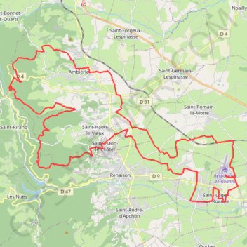 Itinéraire Sur la Côte Roannaise au départ de l'aéroport de Roanne - Saint-Léger-sur-Roanne, distance, dénivelé, altitude, carte, profil, trace GPS