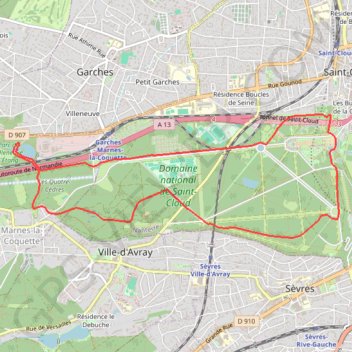 Itinéraire Parc de Saint Cloud, distance, dénivelé, altitude, carte, profil, trace GPS