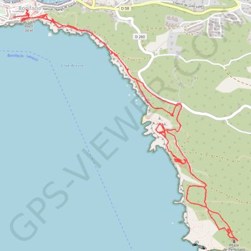 Itinéraire Capu Pertusato - Bonifacio, distance, dénivelé, altitude, carte, profil, trace GPS