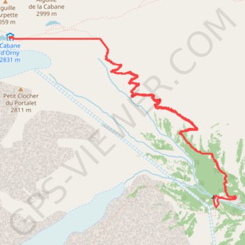Itinéraire Cabane d'Orny par le vallon d'Arpette de saleina, distance, dénivelé, altitude, carte, profil, trace GPS