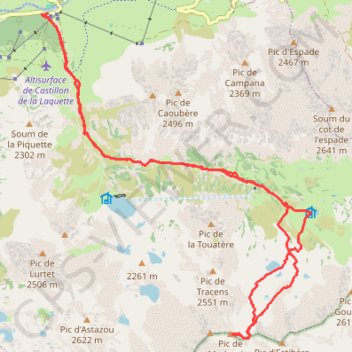 Itinéraire Ascension du pic de Madamète (Hautes-Pyrénées), distance, dénivelé, altitude, carte, profil, trace GPS