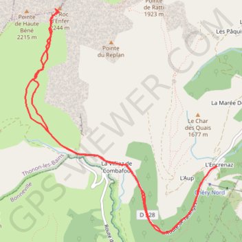 Itinéraire Roc d'Enfer, distance, dénivelé, altitude, carte, profil, trace GPS
